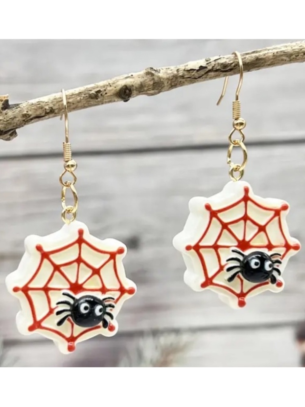 Red Spider Web Halloween Dangle Earrings